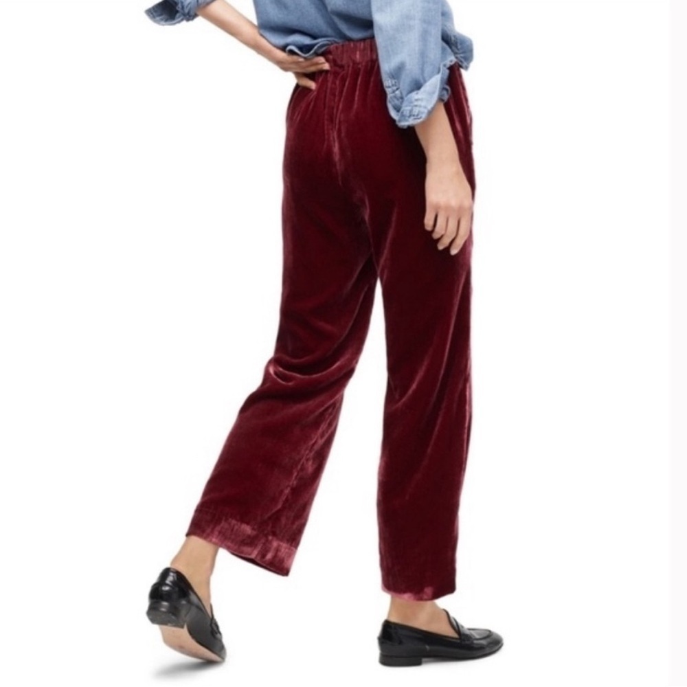 J.Crew Women’s Size 0 Crushed Velvet High Rise Cropped Wide Leg Trousers Pants - Picture 3 of 15